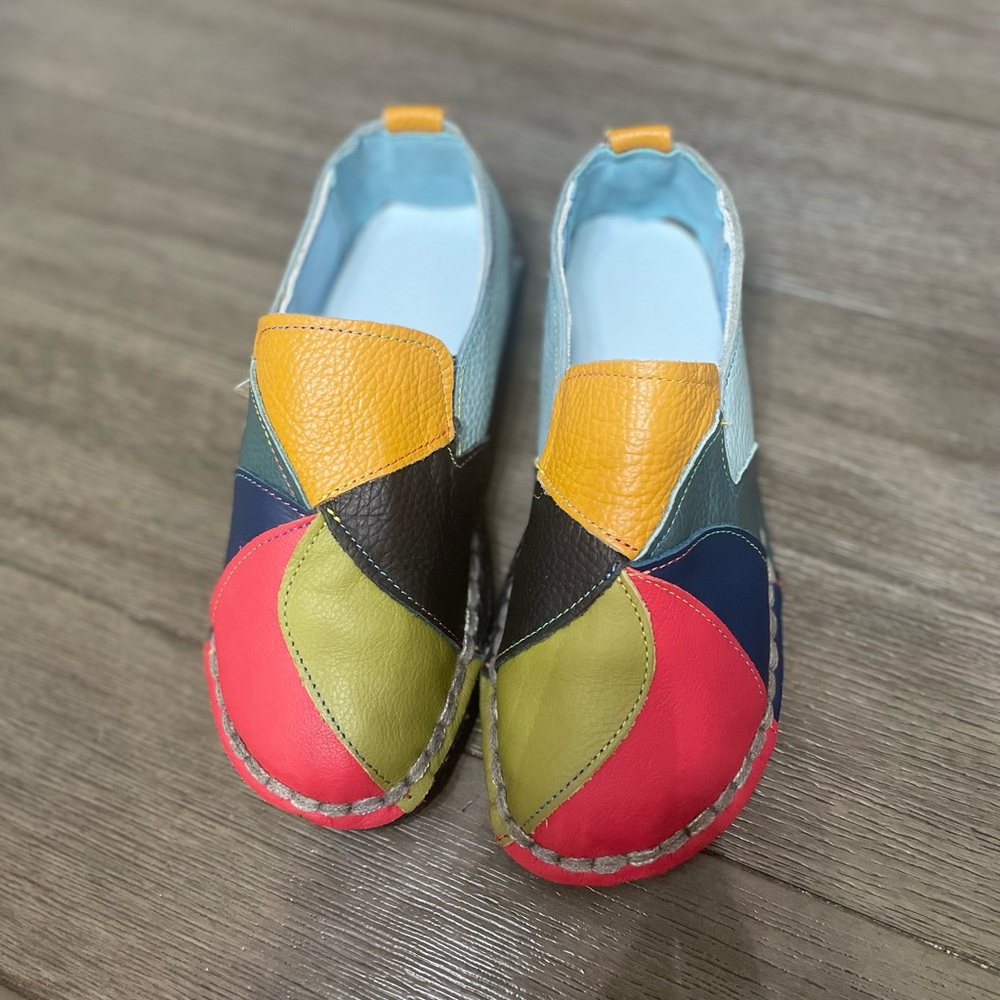 NWOT Patchwork Faux Leather‎ Comfort Loafers EU 36/ US Sz 6